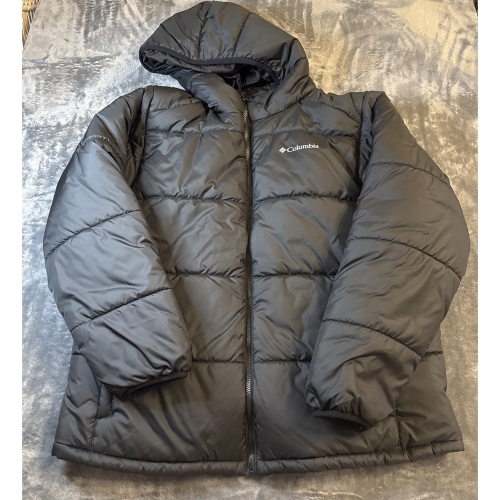 Columbia Puffect Men Black Puffer Jacket Hooded Zip Up Coat XL XM1102